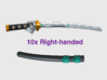 10x Right-hand Energy Sword: Shinto (w/Sheaths) 3d printed 