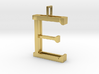 letter E monogram pendant 3d printed Polished Brass