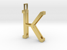 letter K monogram pendant 3d printed Polished Brass