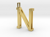 letter N monogram pendant 3d printed Polished Brass