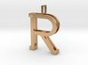 letter R monogram pendant 3d printed Polished Bronze