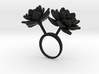 Ring with two large flowers of the Lotus 3d printed 