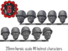 28mm Heroic Scale M1 Helmet Character heads 3d printed 