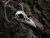 Small Raven Skull Necklace 3d printed Raven skull pendant in antique silver