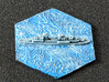 Cruiser WW2 warship hex counter 3d printed Painted Makerbot print of the cruiser ship hex tile with masts removed