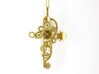 Steampunk Cross Pendant - Christian Jewelry 3d printed Steampunk Cross Pendant: computer render gold plated brass