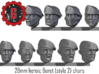 28mm heroic style Beret character heads (style 2) 3d printed 
