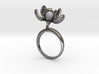 Ring with one small open flower of the Tulip 3d printed 