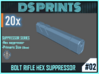 BOLT RIFLE HEX SUPPRESSOR 20x bits 3d printed 