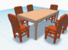 1/64th Table with six chairs 4' x 7' 3d printed 