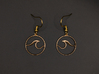 Wave Amulet II (full circle) - Drop Earrings 3d printed Natural Bronze
