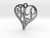 Heart pendant necklace with initials R & P 3d printed 