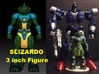 Slizardo homage Komodo 3inch Transformers Mini Fig 3d printed 3inch Slizardo printed in Full Color Sandstone with custom painted Generations Deluxe Scourge body. Scourge figure sold separately.