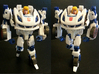 Carly Homage Exosuit Head For TF FOC JAZZ 3d printed JAZZ body is fully transformable with head attached. Carly head printed in Full Color Sandstone on Generations Deluxe Class FOC Jazz. Jazz figure sold separately.
