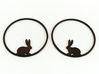 Bunny Hoop Earrings 40mm 3d printed Bunny Hoops in Matte Black Steel.