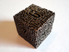 Labyrinthine d6 3d printed In polished bronze steel