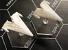Orion (KON) Corvette 3d printed Comparison of White Strong & Flexible and Transparent Detail with Litko 3/4" flight bases.