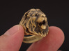 Lion Ring 3d printed Artificially aged brass