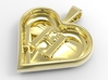 Secret heart pendant [customizable] 3d printed The back of the heart, rendered in polished brass