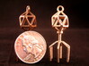 Bacteriophage Virus Pendant 3d printed Matte Bronze Steel and Stainless Steel with US quarter for scale