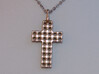 Cross with Depth 3d printed Stainless Steel Cross Pendant - Show with chain. Actual Photo.