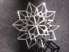 Rhombic Hexecontahedron, 1.65mm round struts 3d printed Photographed in sunshine, showing 5-fold symmetry